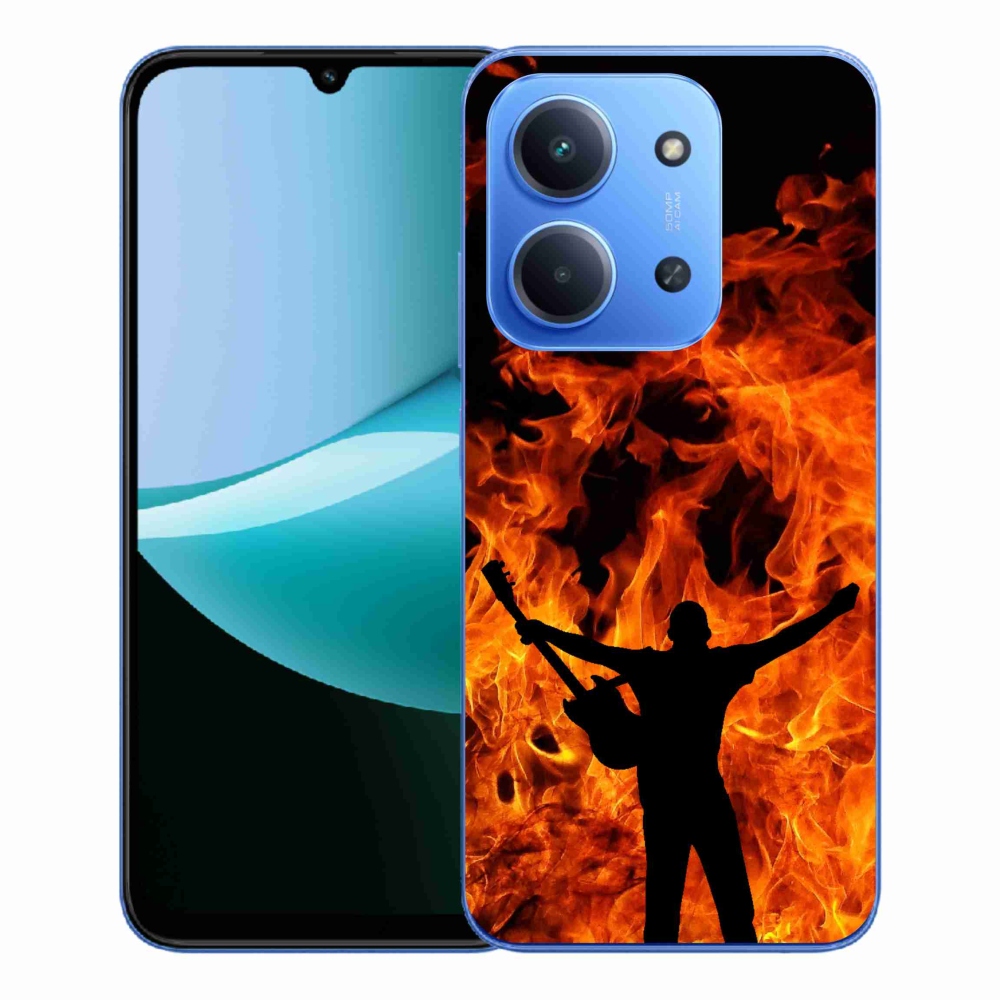 Gelový kryt mmCase na Xiaomi Redmi 15C 4G/5G (173mm) - muzikant a oheň