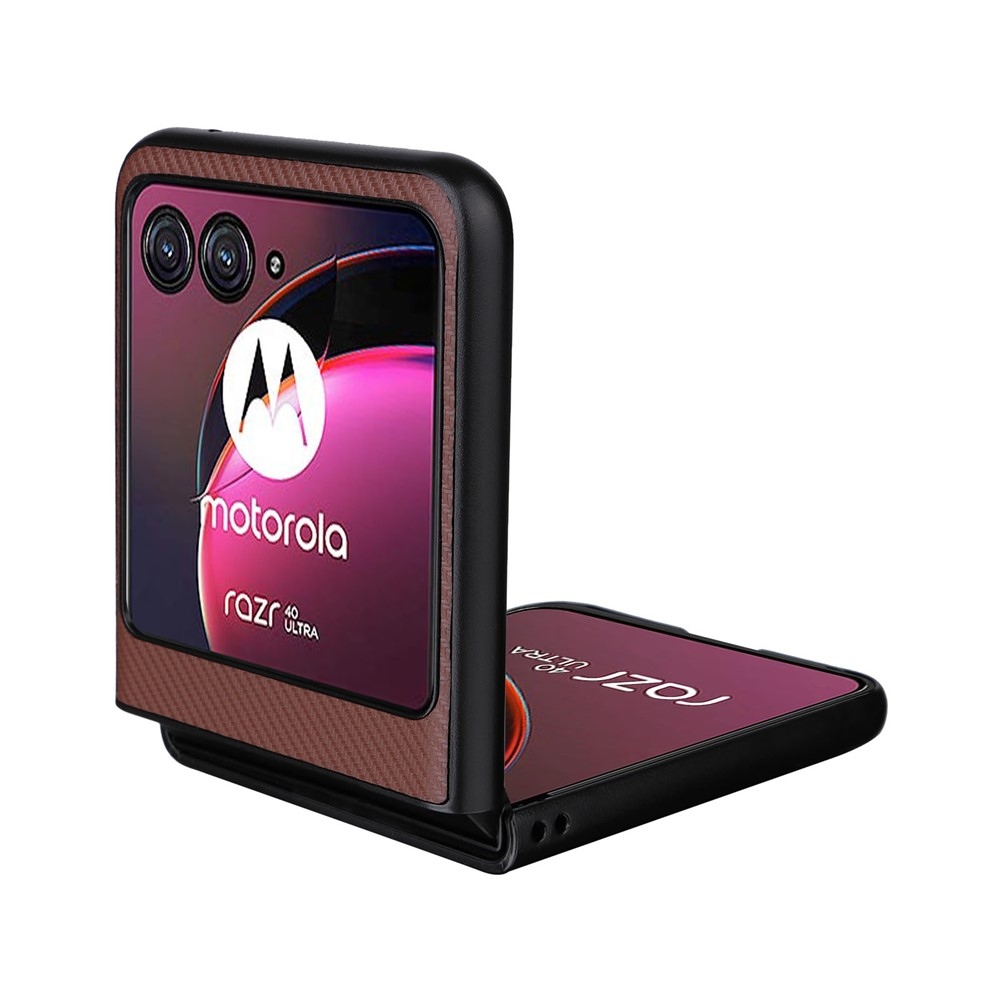 Textury plastový kryt s umělou kůží na Motorola Razr 40 Ultra 5G - hnědý