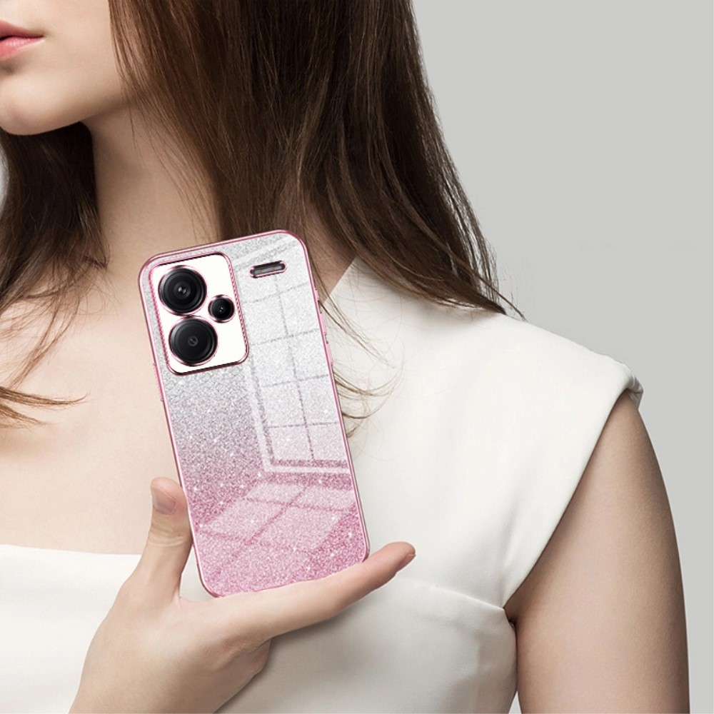 Cut gelový třpytivý obal na Xiaomi Redmi Note 13 Pro+ 5G - růžový