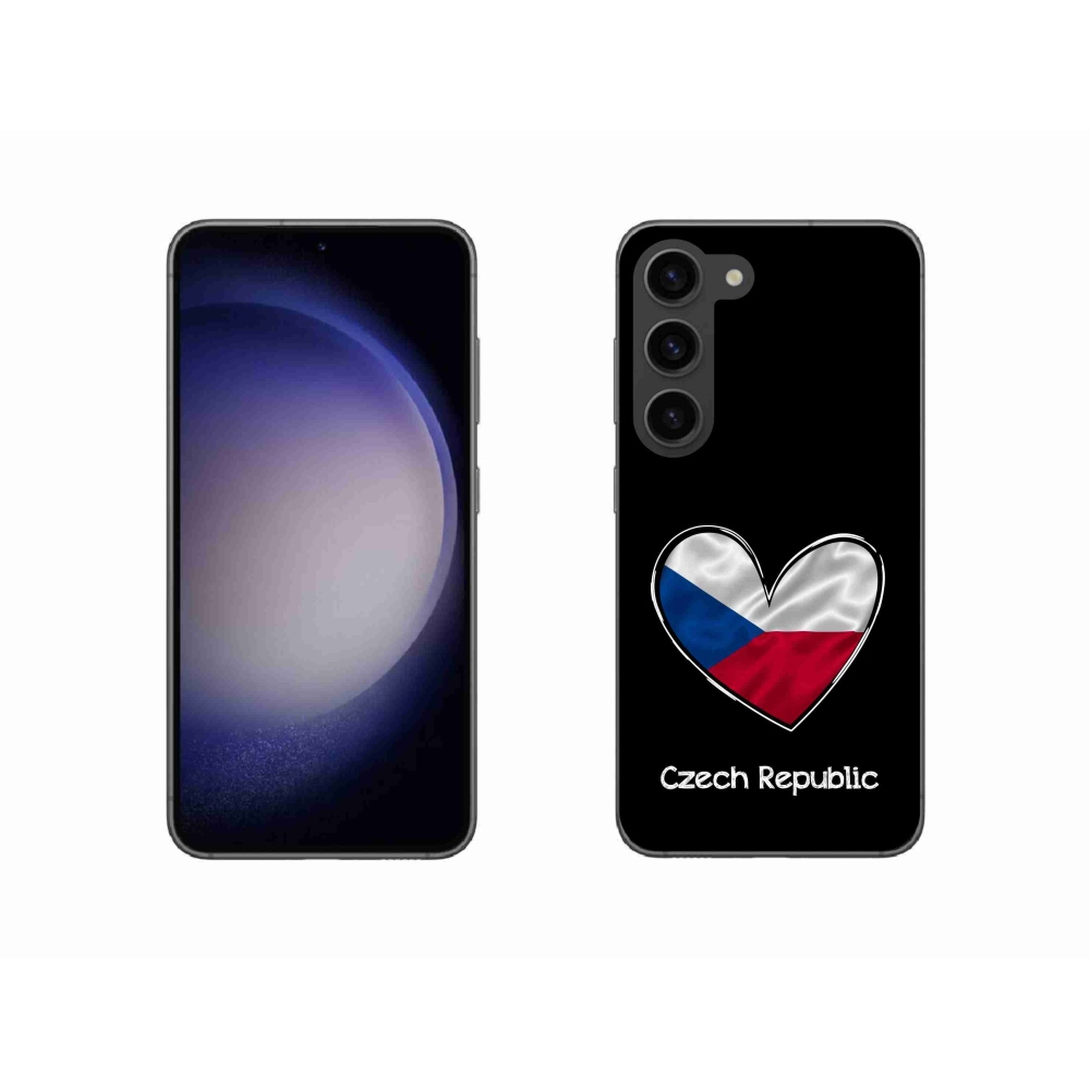 Gelový kryt mmCase na Samsung Galaxy S23 5G - vlajka srdce černé pozadí
