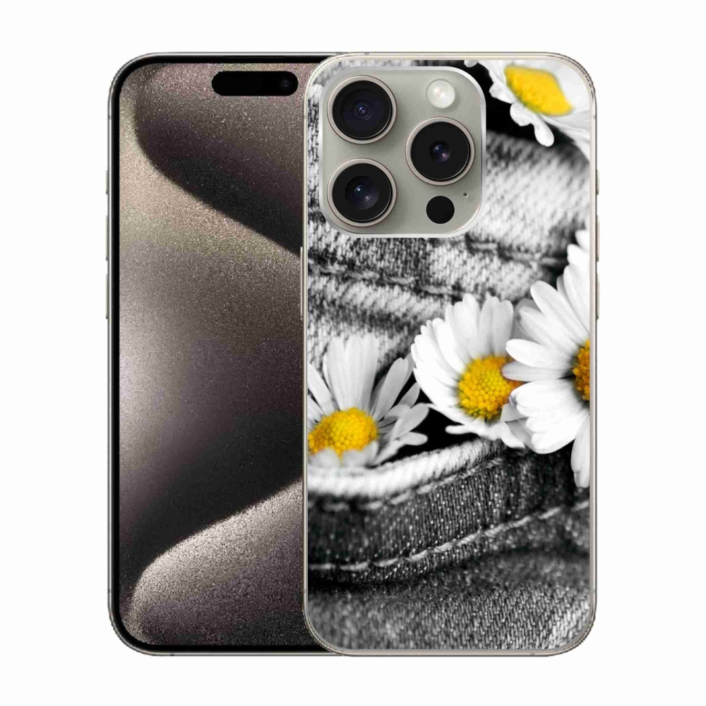 Gelový obal mmCase na iPhone 15 Pro - kopretiny