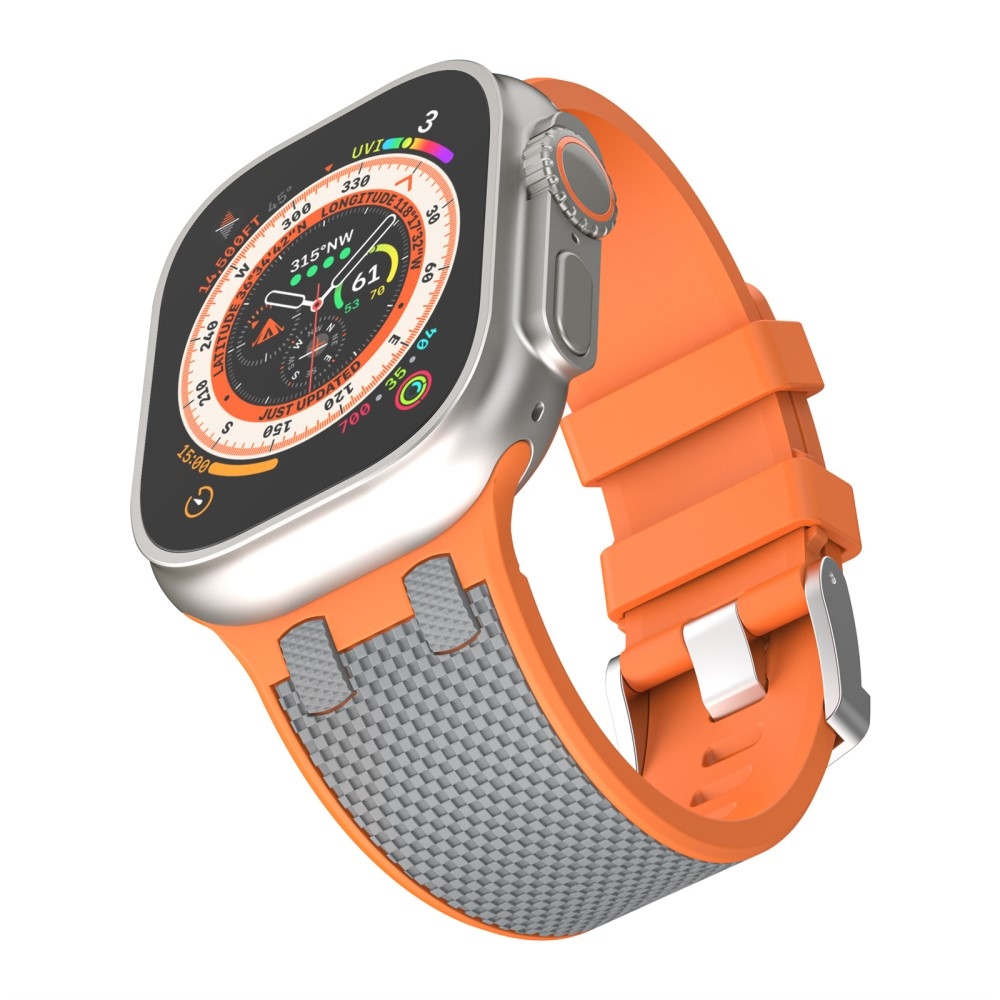 Sports silikonový řemínek na Apple Watch Ultra/Ultra 2 49mm/SE/SE 2022/2023 44mm/9/8/7 45mm/6/5/4 44mm/3/2/1 42 mm - oranžový/šedý