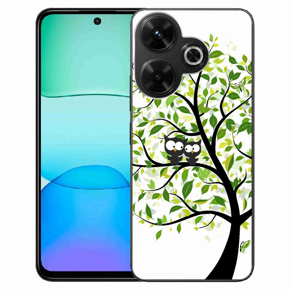 Gelový kryt mmCase na Xiaomi Redmi 13 4G/Poco M6 4G - sovičky na stromě