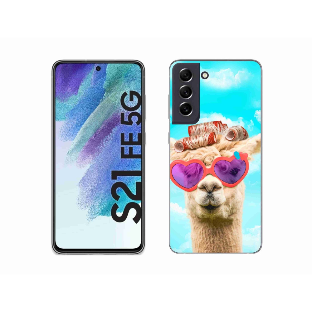 Gelový kryt mmCase na Samsung Galaxy S21 FE 5G - lama s brýlemi