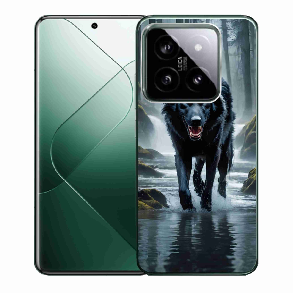 Gelový kryt mmCase na Xiaomi 14 - černý vlk