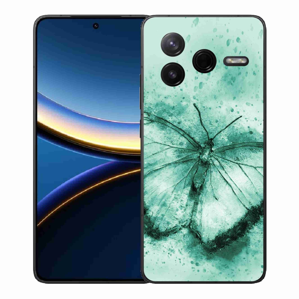Gelový kryt mmCase na Xiaomi Poco F7 Pro - zelený motýl