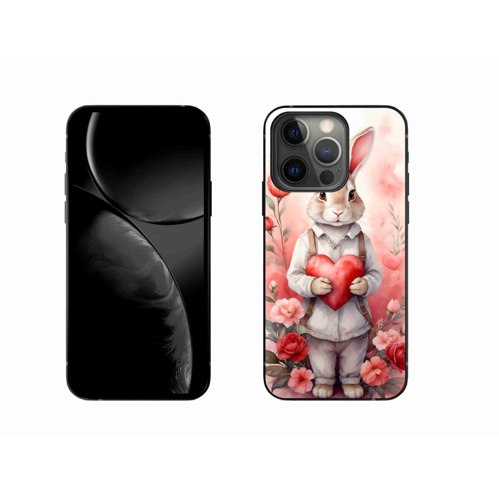 Gelový kryt mmCase na iPhone 13 Pro - zajíc se srdíčkem