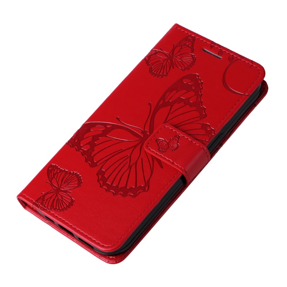 Big Butterfly knížkové pouzdro na Xiaomi Redmi Note 14 5G - červené
