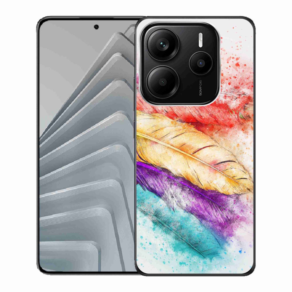 Gelový kryt mmCase na Xiaomi Redmi Note 14 5G - barevné peří