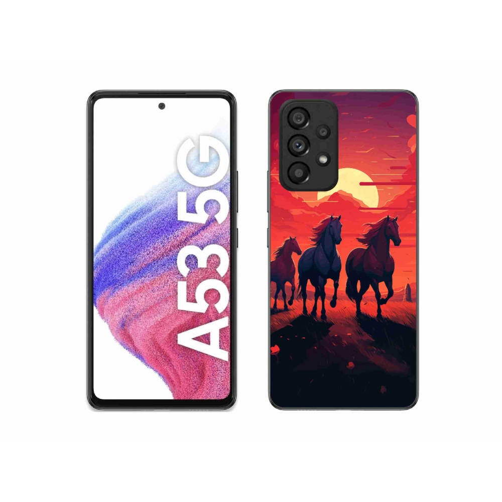 Gelový kryt mmCase na Samsung Galaxy A53 5G - koně a západ slunce