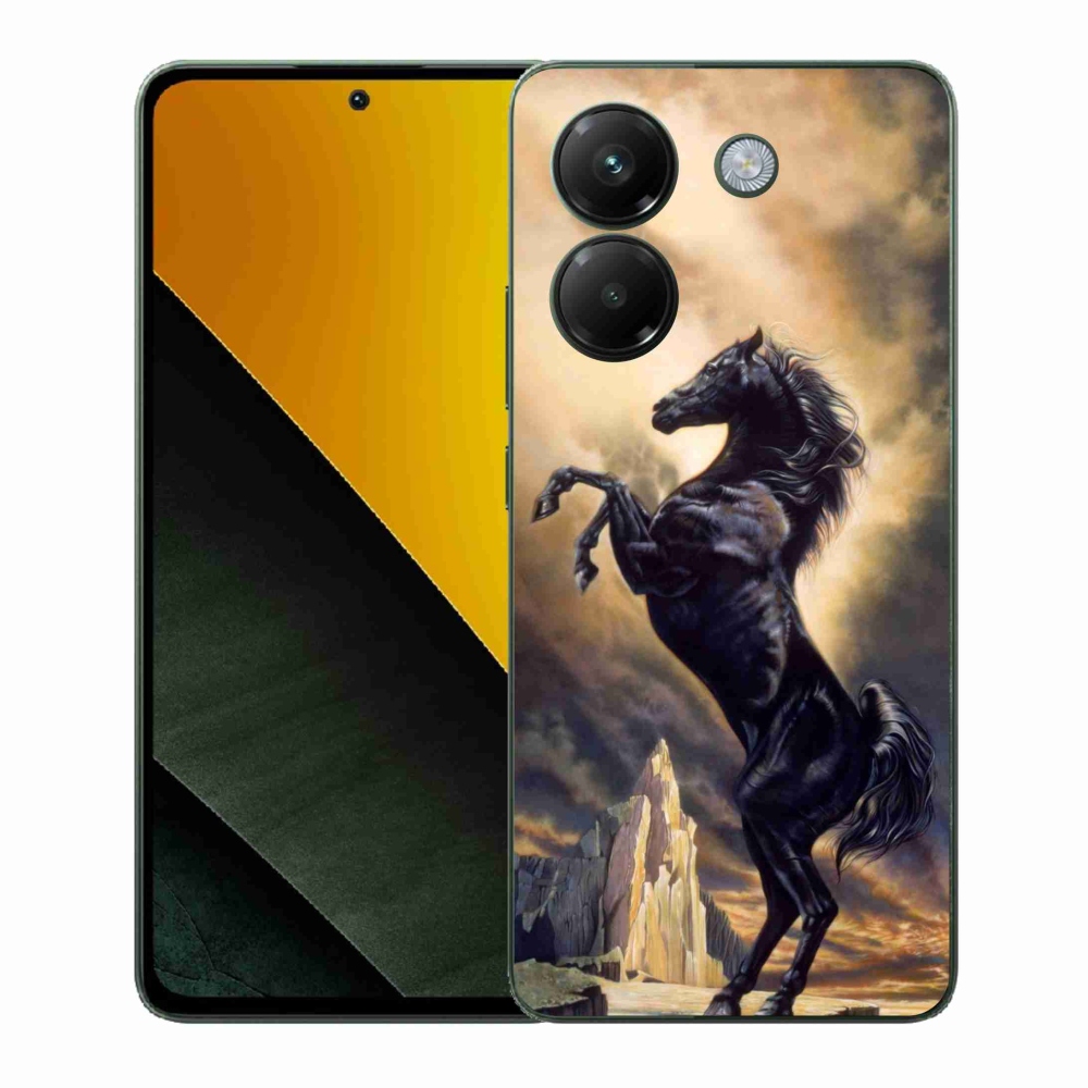 Gelový kryt mmCase na Xiaomi Poco M7 Pro 5G - černý kreslený kůň