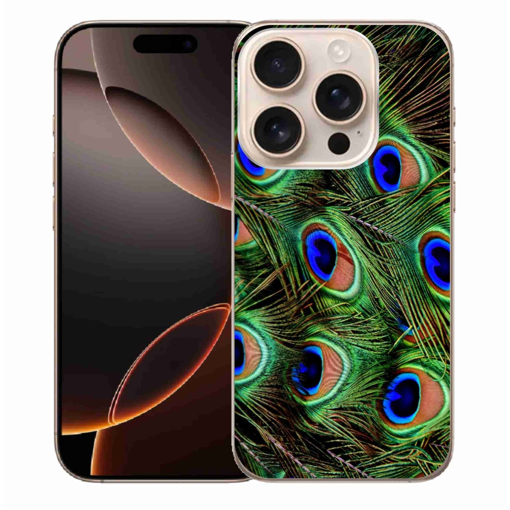 Gelový kryt mmCase na iPhone 16 Pro Max - paví peří
