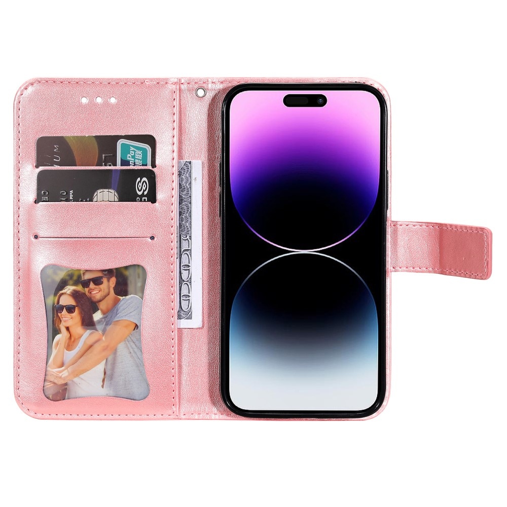 Mandala knížkové pouzdro na iPhone 15 Pro - růžové