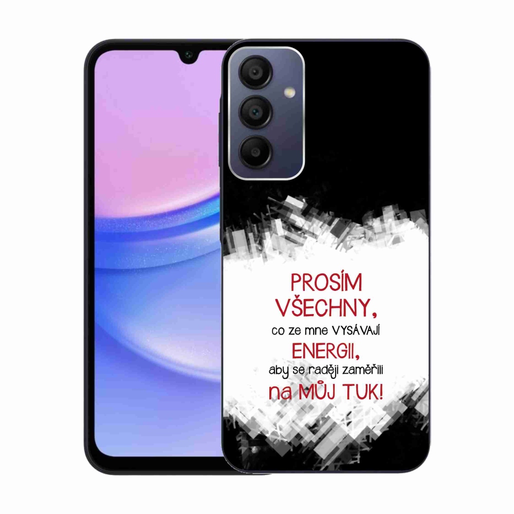 Gelový kryt mmCase na Samsung Galaxy A15 4G/5G - vtipný text 1 červený