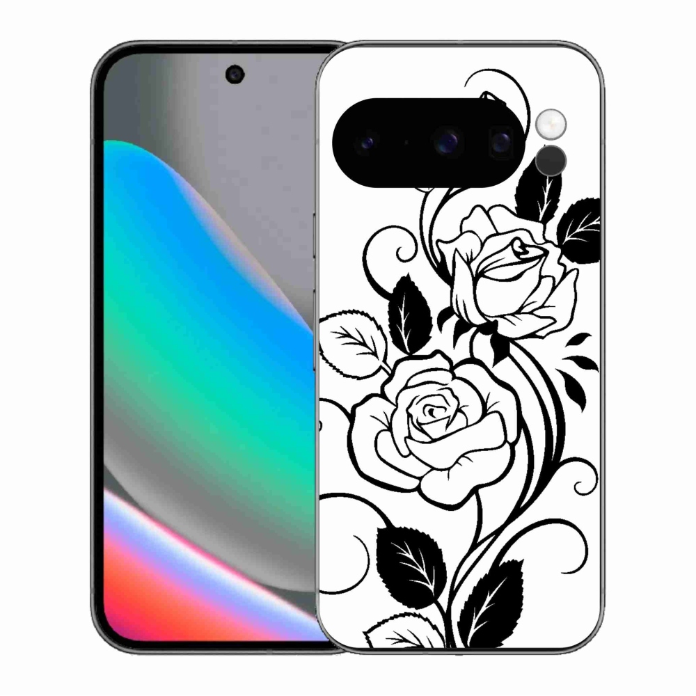 Gelový kryt mmCase na Google Pixel 10 Pro - černobílá růže