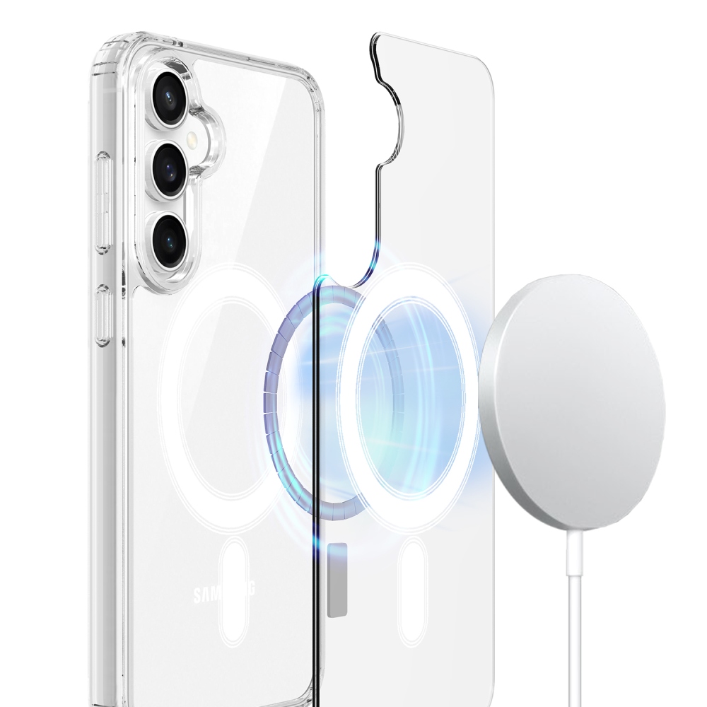 Acryle gelový obal s pevnými zády a MagSafe na Samsung Galaxy S25 FE - průhledný