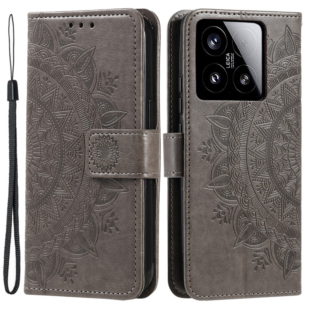Mandala knížkové pouzdro na Xiaomi 15 - šedé