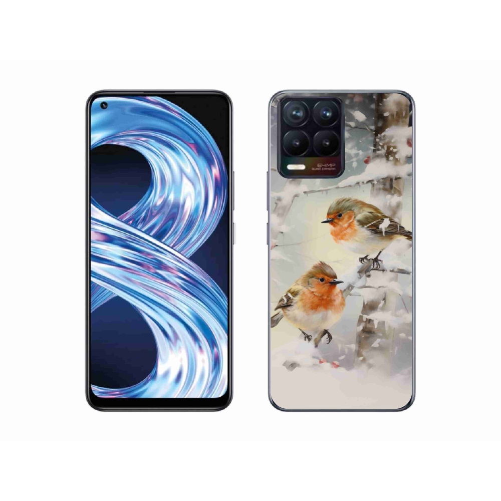 Gelový kryt mmCase na Realme 8 Pro - ptáčci v zimě