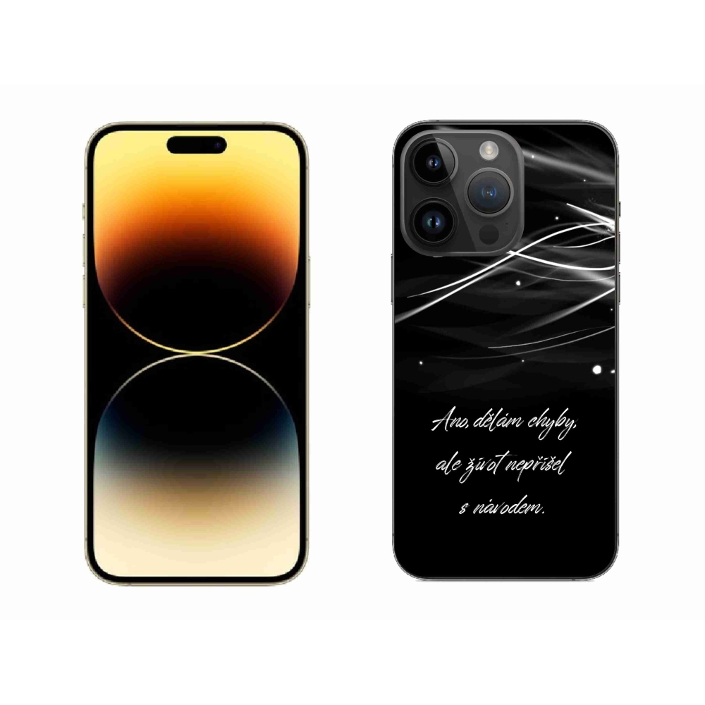 Gelový kryt mmCase na iPhone 14 Pro Max 6.7 - citát černé pozadí