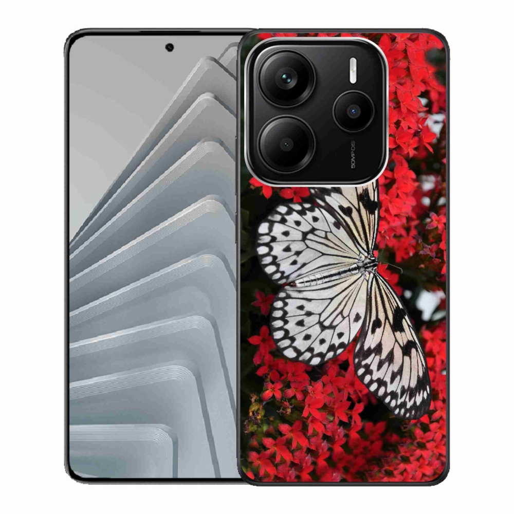 Gelový kryt mmCase na Xiaomi Redmi Note 14 5G - černobílý motýl 1