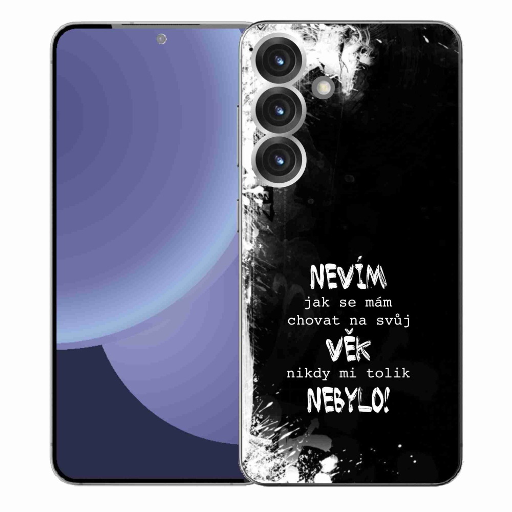 Gelový kryt mmCase na Samsung Galaxy S25+ - vtipný text 14 černé pozadí