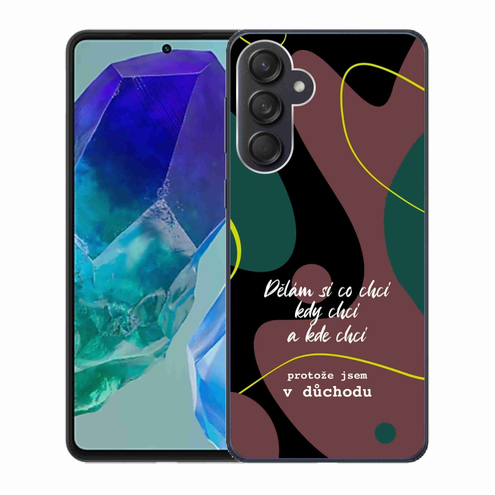Gelový kryt mmCase na Samsung Galaxy M55 5G - vtipný text 10 černé pozadí