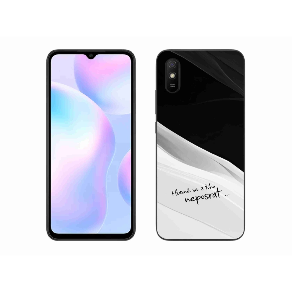 Gelový kryt mmCase na Xiaomi Redmi 9A - vtipný text 13 bíločerné pozadí