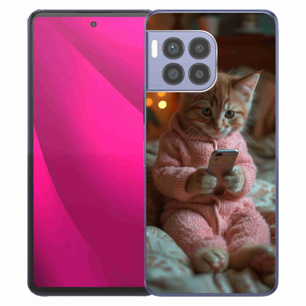 Gelový kryt mmCase na T-Mobile T Phone 2 Pro - kotě s mobilem