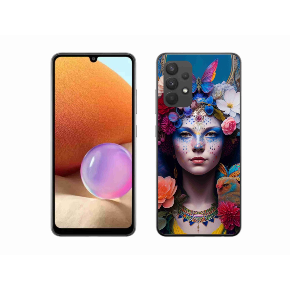 Gelový kryt mmCase na Samsung Galaxy A32 4G - žena s květinami