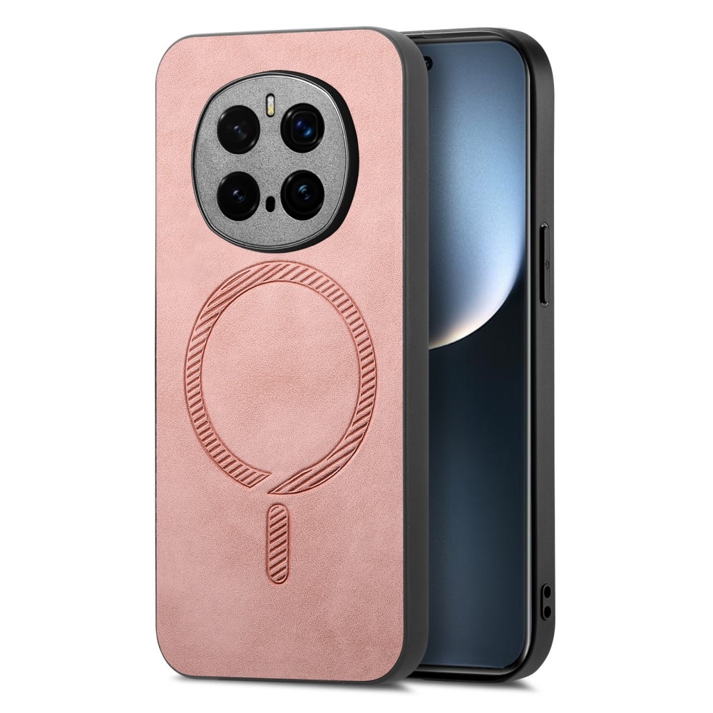 Skiny gelový obal s umělou kůží a podporou MagSafe na Honor Magic 7 Pro 5G - růžový