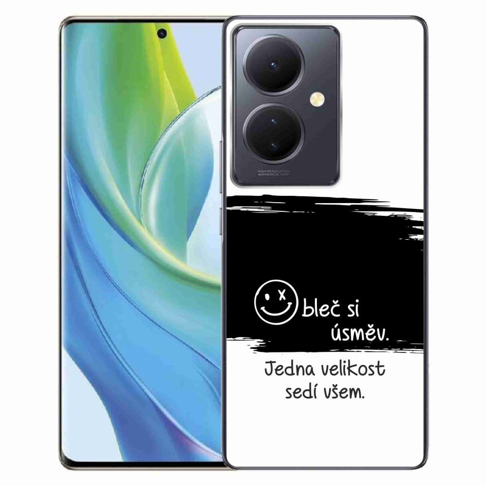 Gelový kryt mmCase na Vivo V29 Lite 5G - vtipný text 8 černobílé pozadí