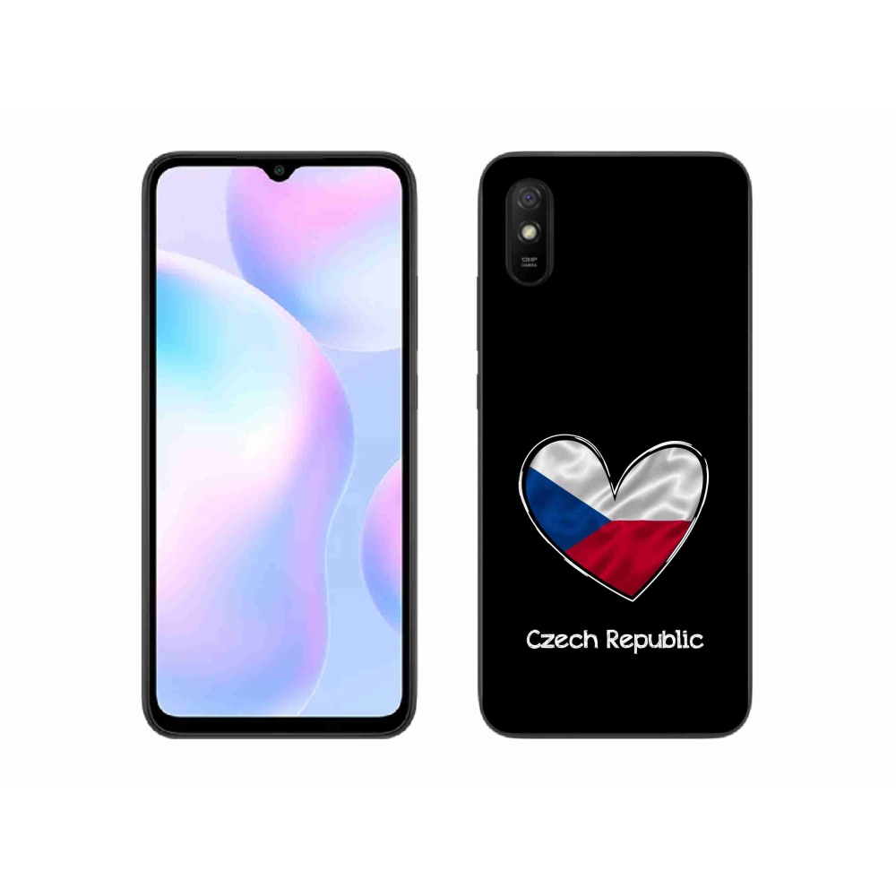 Gelový kryt mmCase na Xiaomi Redmi 9A - vlajka srdce černé pozadí