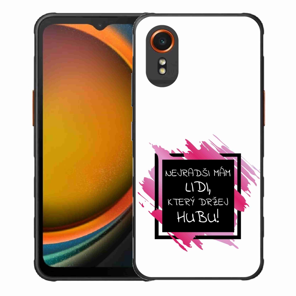 Gelový kryt mmCase na Samsung Galaxy Xcover 7 - vtipný text 7 černobílé pozadí