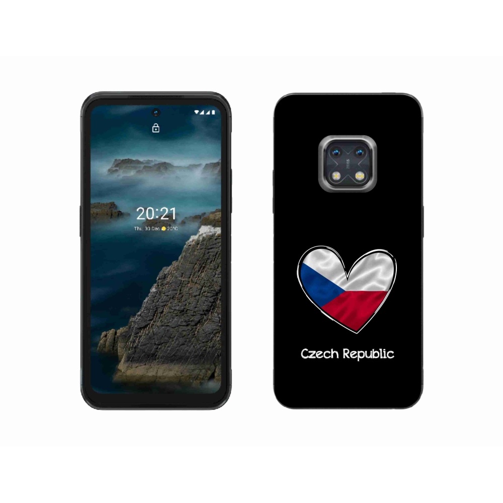 Gelový kryt mmCase na Nokia XR20 - vlajka srdce černé pozadí