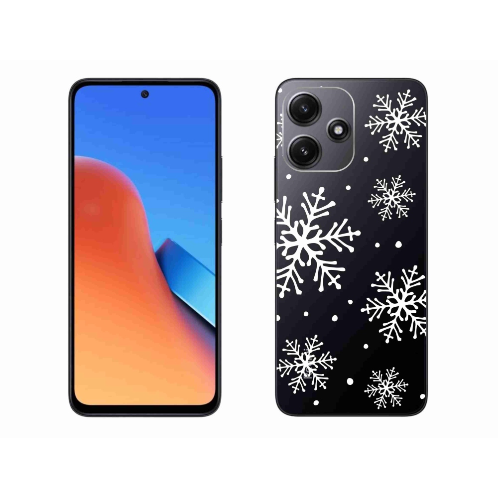 Gelový kryt mmCase na Xiaomi Redmi 12 5G - bílé vločky na průhledném pozadí