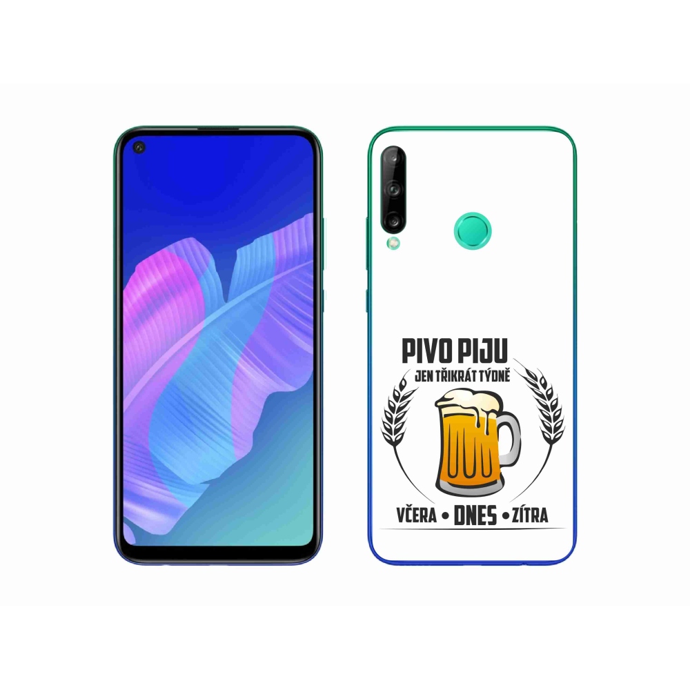 Gelový kryt mmCase na Huawei P40 Lite E - pivní motiv bílé pozadí