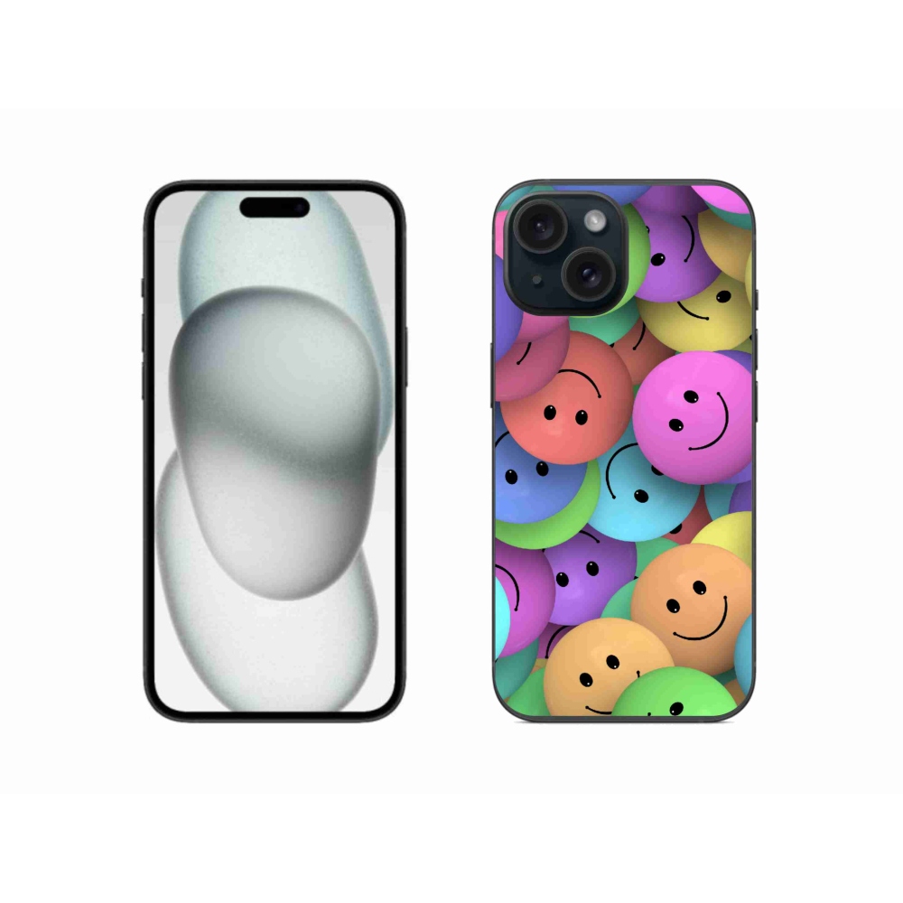 Gelový kryt mmCase na iPhone 15 - barevní smajlíci