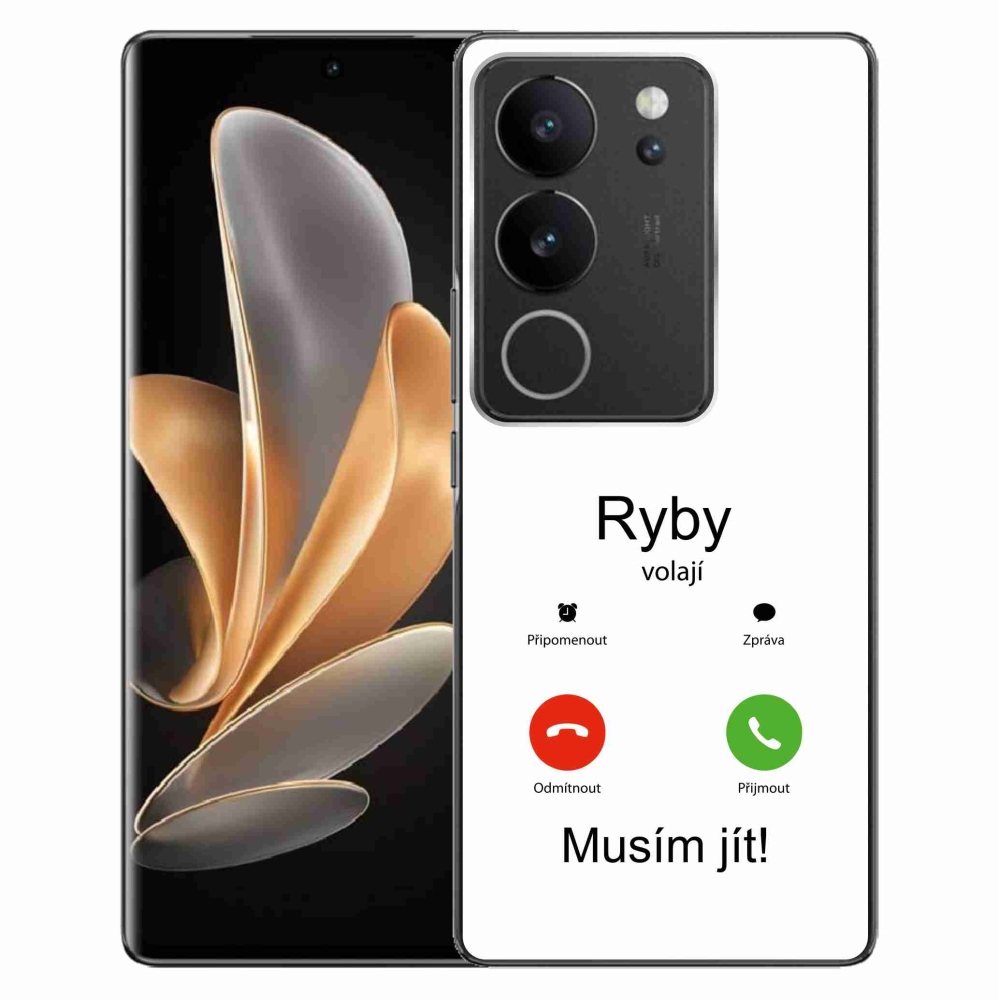 Gelový kryt mmCase na Vivo V29 5G - ryby volají bílé pozadí