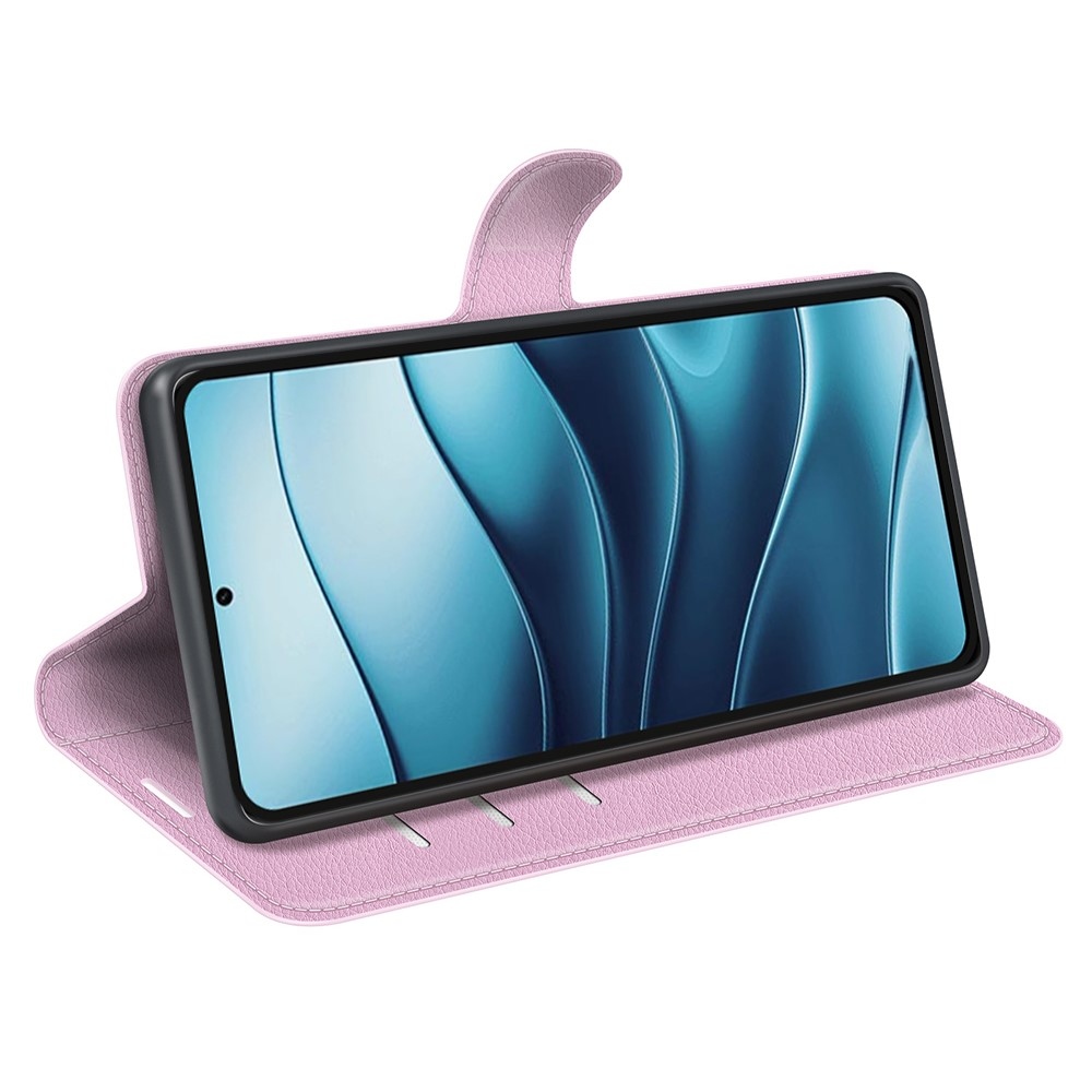 Litchi knížkové pouzdro na Xiaomi Redmi Note 14 5G - růžové