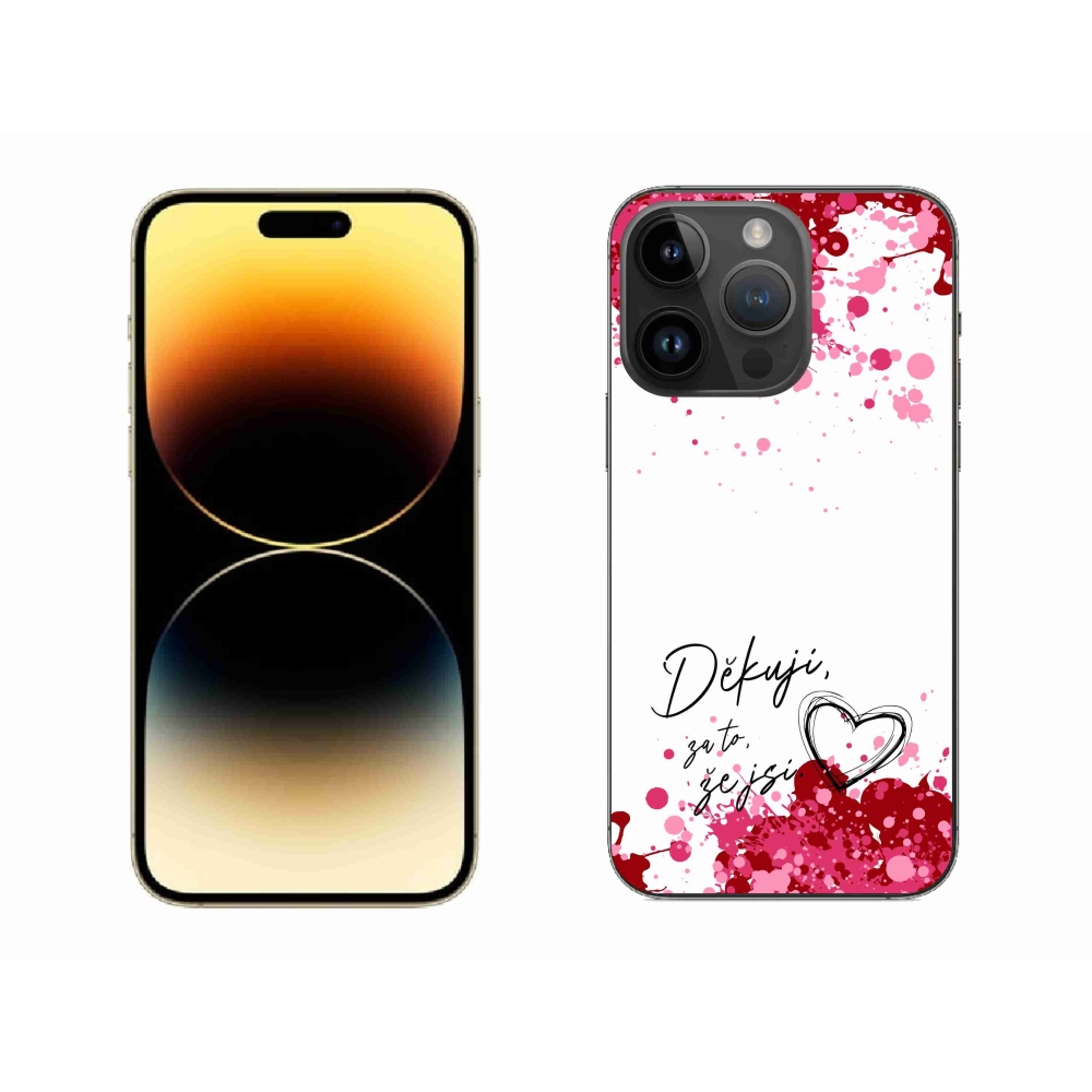 Gelový kryt mmCase na iPhone 14 Pro Max 6.7 - zamilovaný text 2 bílé pozadí