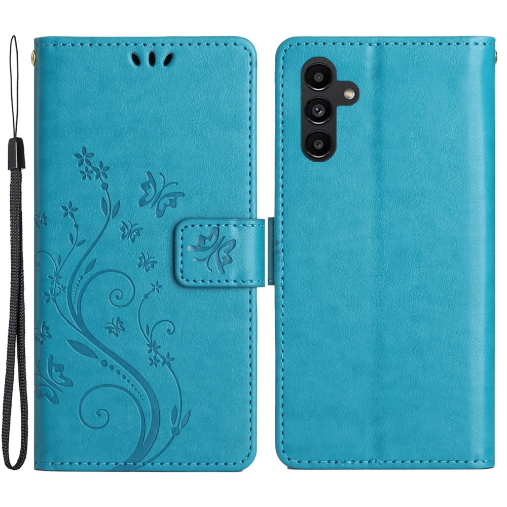 Flowers knížkové pouzdro na Samsung Galaxy A05s - modré