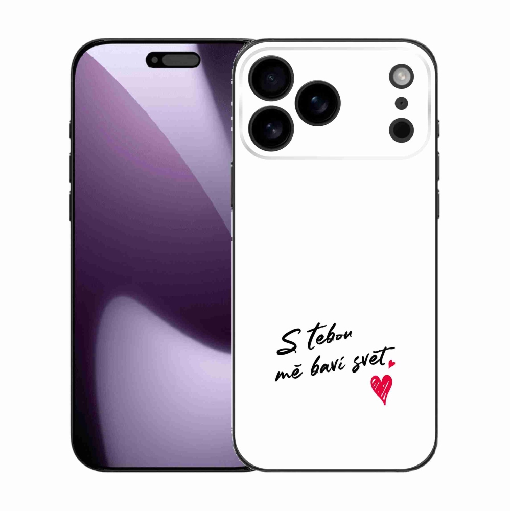 Gelový kryt mmCase na iPhone 17 Pro Max - zamilovaný text 1 bílé pozadí