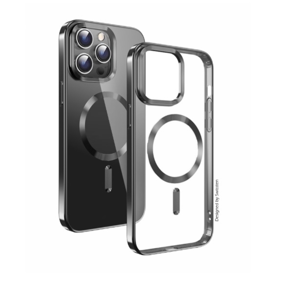 Obal SWISSTEN Clear Jelly MagStick Metallic na Apple iPhone 15 Plus - černý