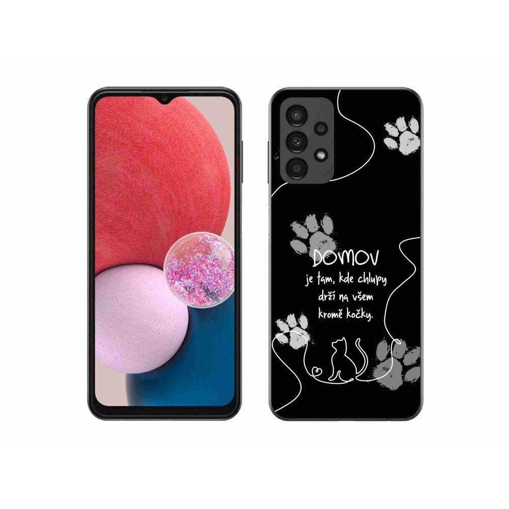 Gelový kryt mmCase na Samsung Galaxy A13 4G - kočičí motiv černé pozadí