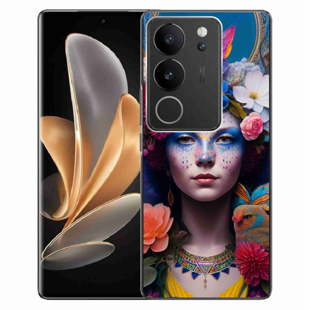 Gelový kryt mmCase na Vivo V29 5G - žena s květinami