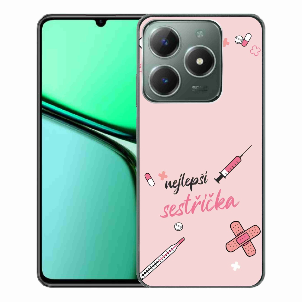 Gelový kryt mmCase na Realme C61 - nejlepší sestřička růžové pozadí