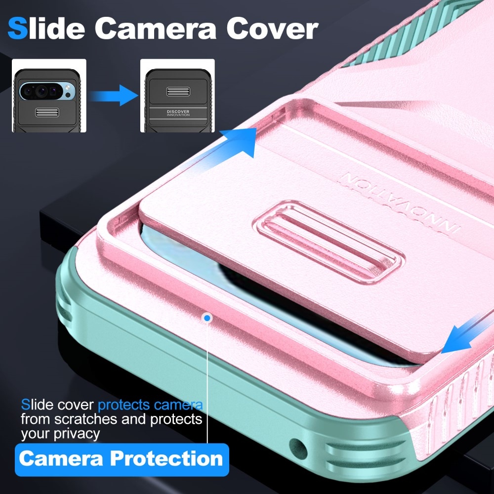 Lid odolný kryt na Google Pixel 9/9 Pro - růžový/modrozelený