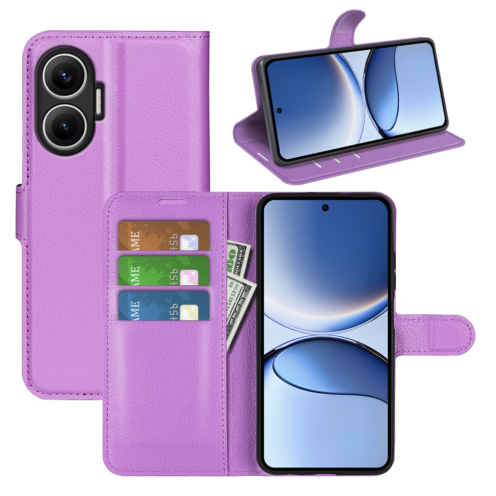 Litchi knížkové pouzdro na Xiaomi Poco F7 5G - fialové
