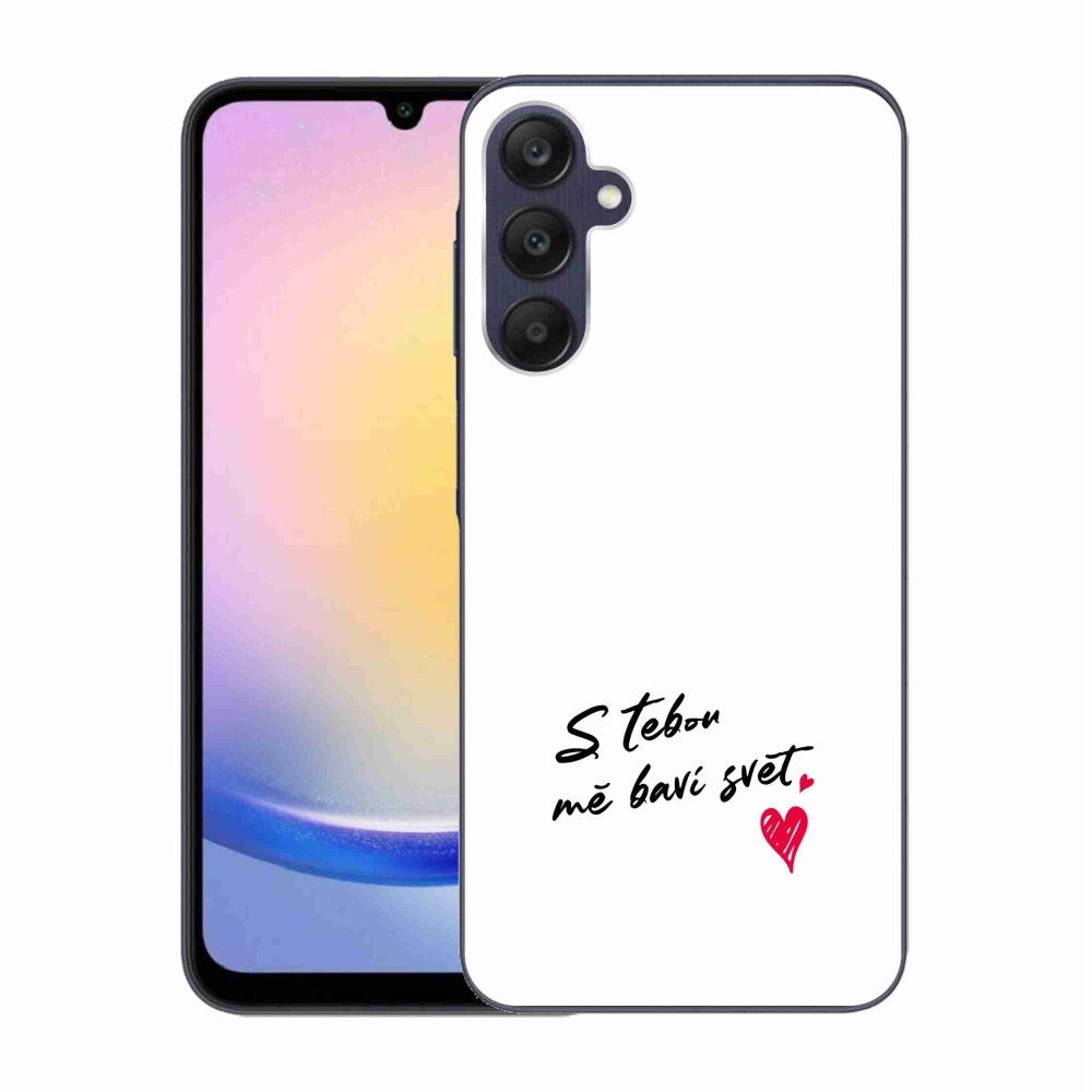 Gelový kryt mmCase na Samsung Galaxy A25 5G - zamilovaný text 1 bílé pozadí