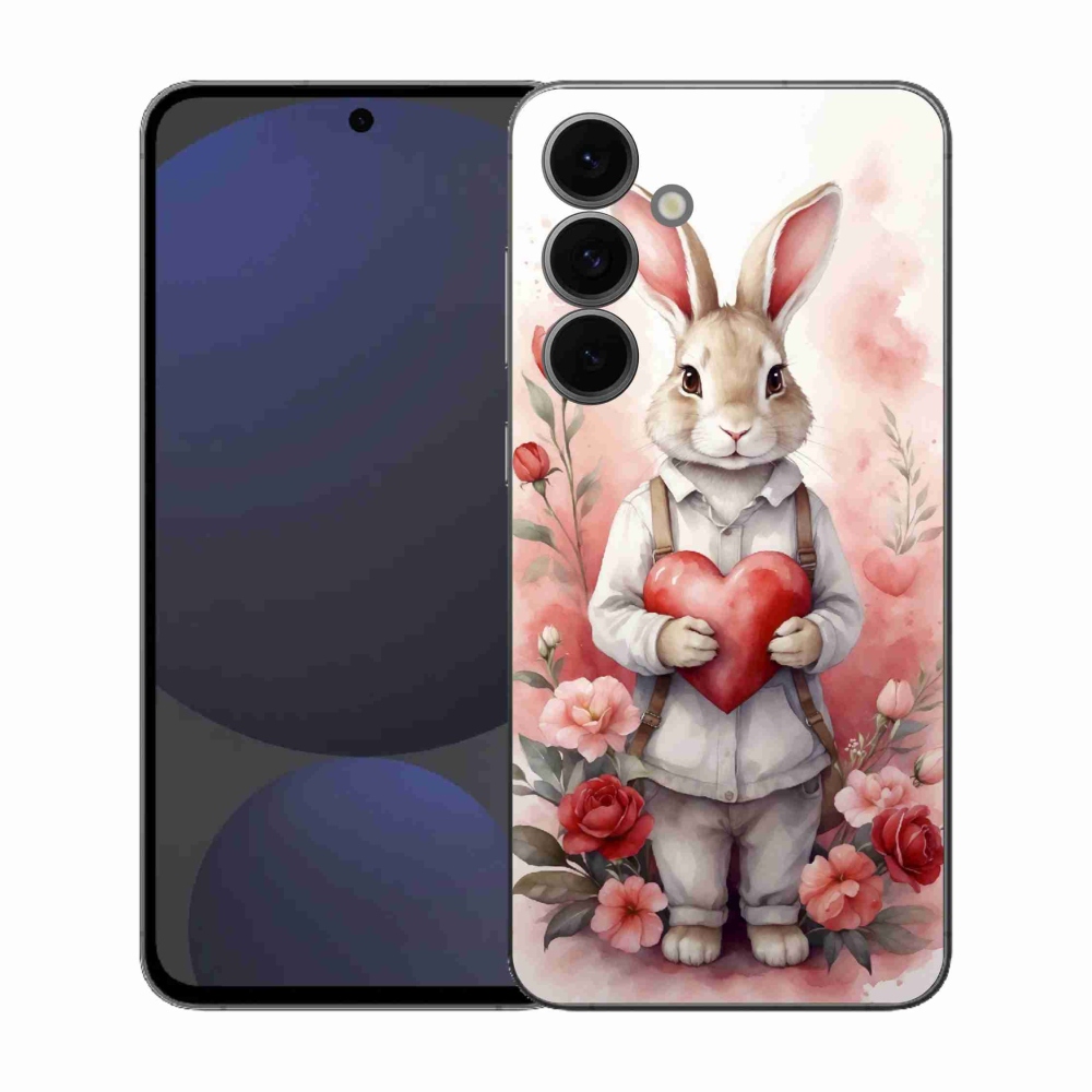 Gelový kryt mmCase na Samsung Galaxy S25 FE - zajíc se srdíčkem